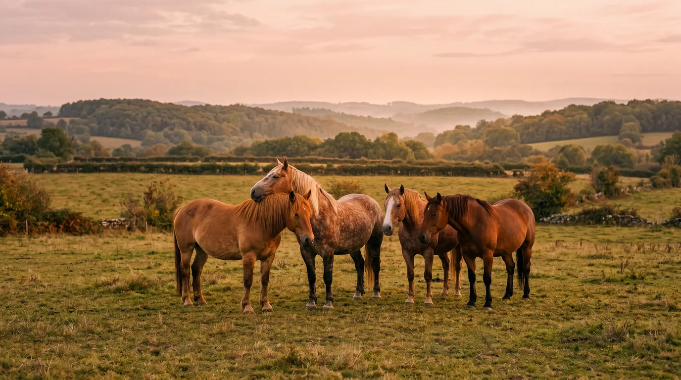 Les chevaux du La Vallée des Châteaux à cheval en liberté, Dordogne